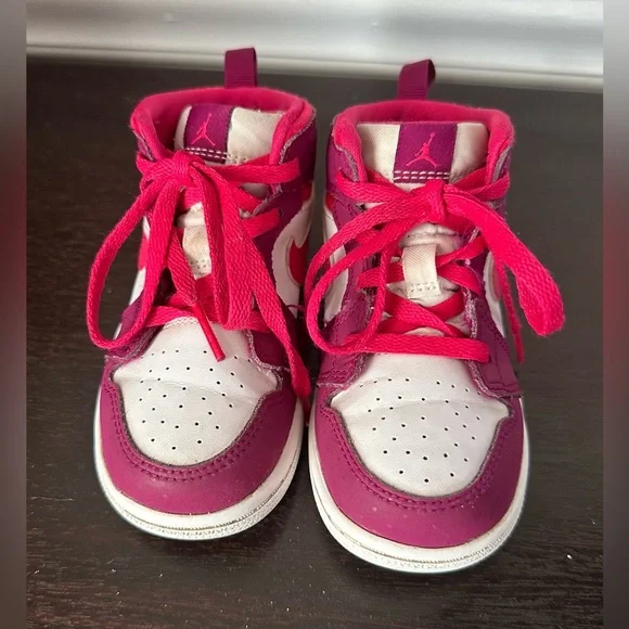 Nike Air Jordan 1 Mid True Berry Rush Pink Toddler Girls Sz 8c - Picture 3 of 7
